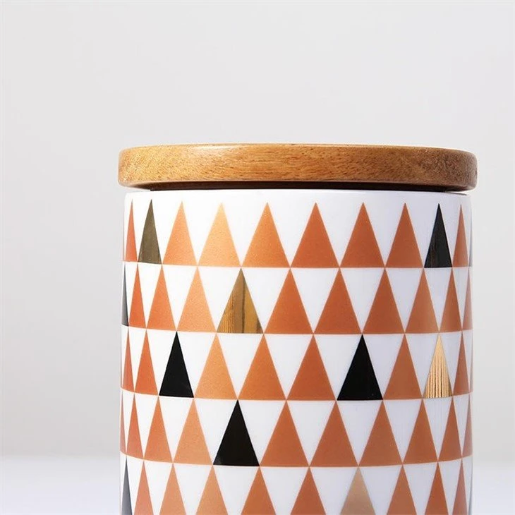 3 ceramic jar with wooden lid